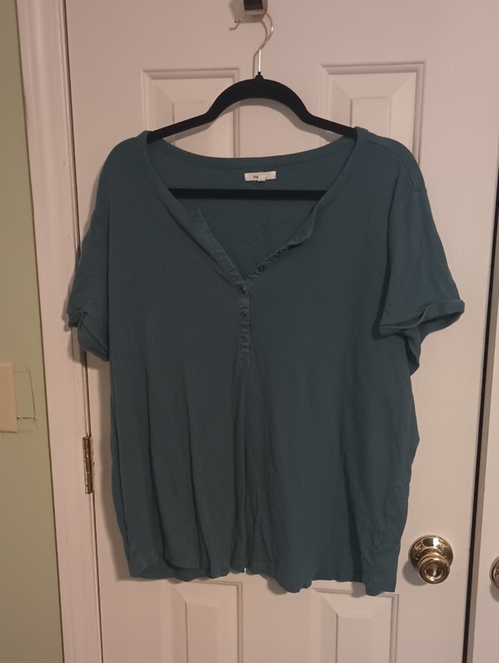 Maurices Teal Short-Sleeve Henley Top